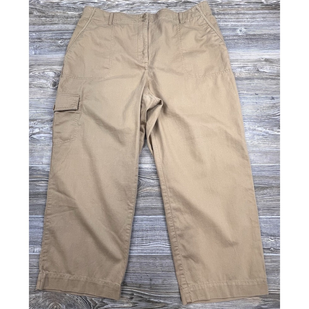 Talbots Supersoft Cargo Pants Womens 18 Linen Blend Cropped Casual Utility 38x25